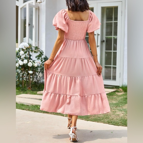 NWT Women's Square Neck Short Puff Sleeve Solid Color - Picture 3 of 12